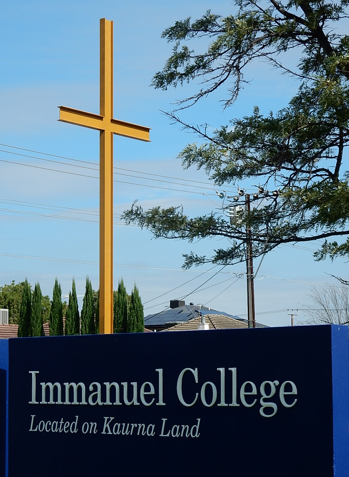 Sign at Immanuel College acknowledging the Kaurna people as traditional owners